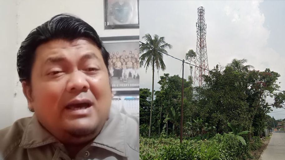 YouTuber Fredy Sudaryanto dan lokasi tower pemandangan belakang rumah kejadian pembunuhan di Jalancagak, di pertigaan jalan ada SMAN 1 Jalan cagak, Subang.