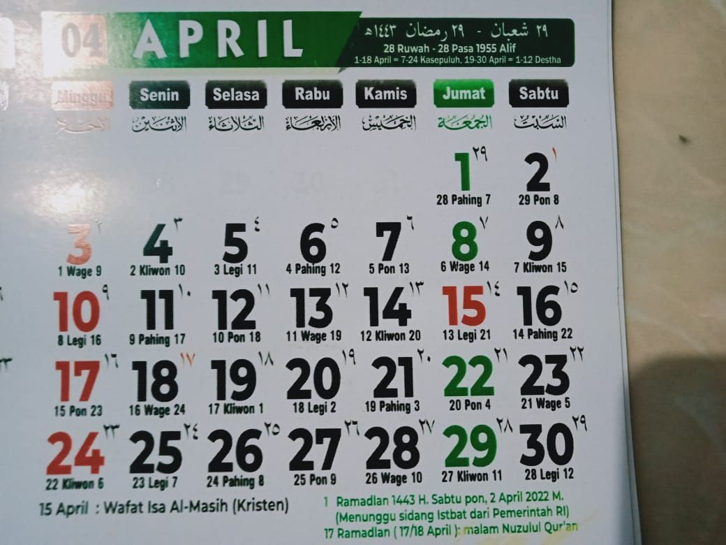 Kalender april 2022