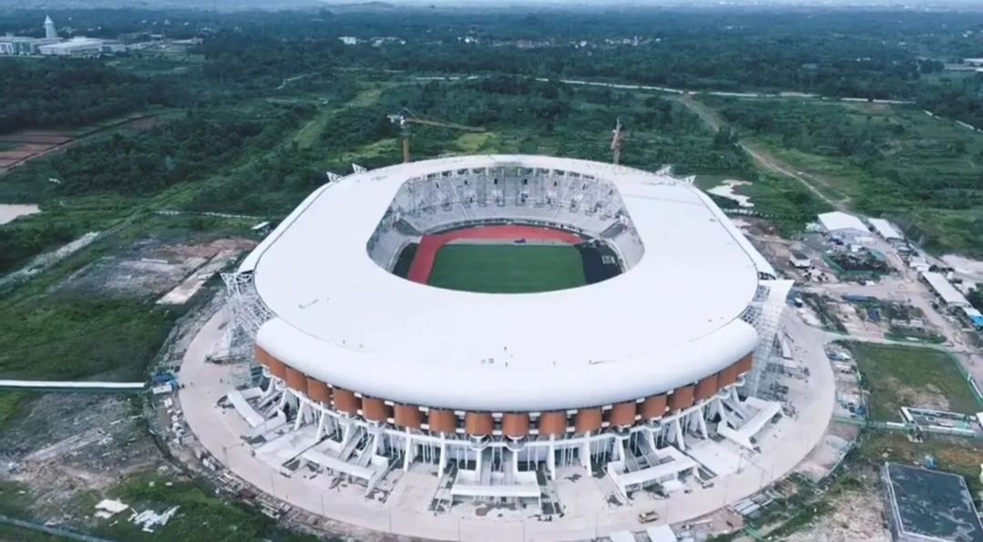 Foto udara Banten International Stadium atau BIS di Kecamatan Curug, Kota Serang, Provinsi Banten.