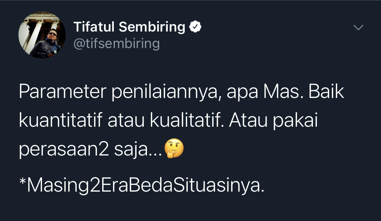 Cuitan Tifatul Sembiring menanggapi pernyataan Sekjen PDIP Hasto Kristiyanto yang singgung kemajuan DKI Jakarta.