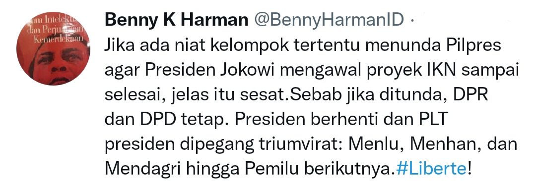 Cuitan Benny K Harman. 
