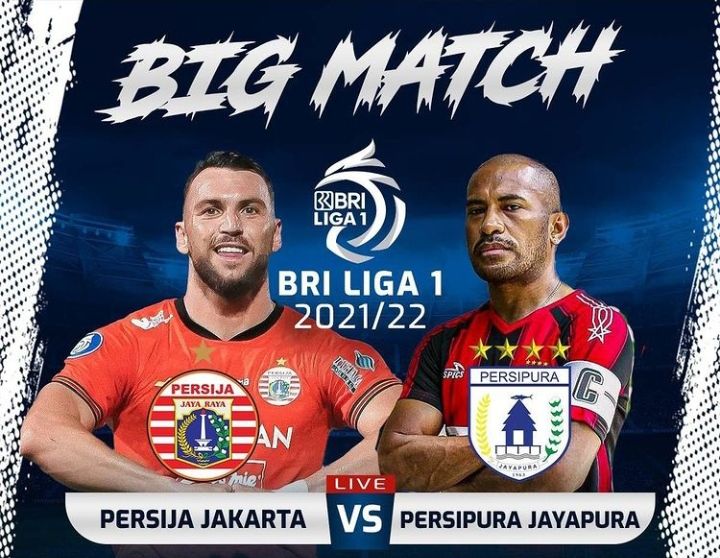 Saksikan pertandingan Persija Jakarta vs Persipura Jayapura di laga pekan ke-19 Liga 1 2021/2022.