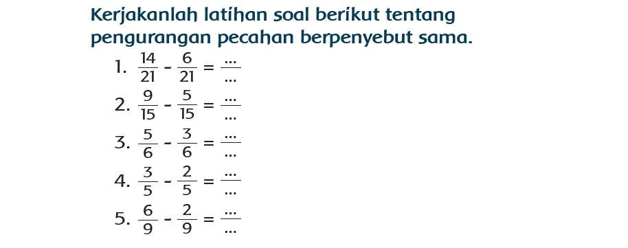 Kunci Jawaban Matematika Tema 5 Kelas 3 Sd Mi Halaman 217 Subtema 4 Pengurangan Pecahan Ringtimes Bali