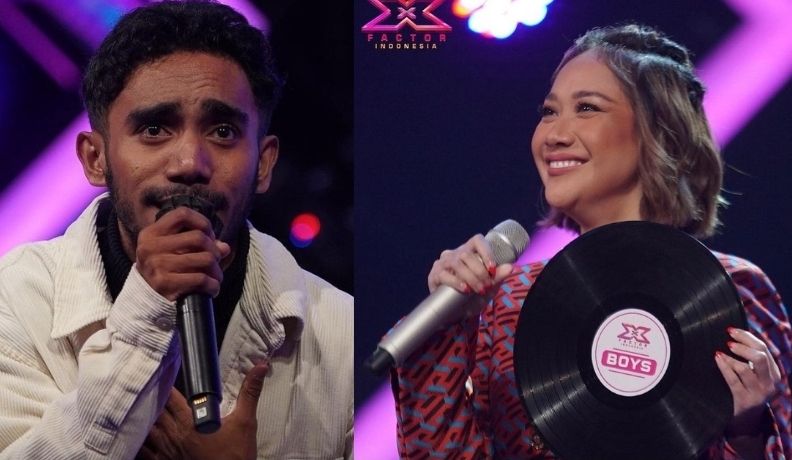 Peserta X Factor Indonesia Yan Josua dan Bunga Citra Lestari (BCL).