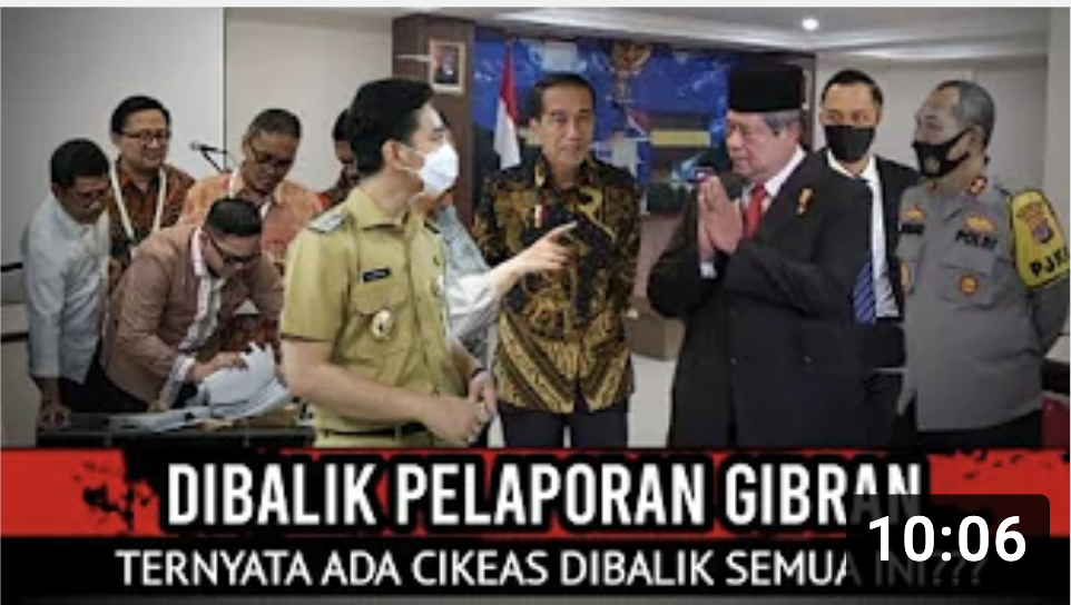 Thumbnail video yang mengatakan SBY adalah dalang di balik pelaporan Gibran Rakabuming ke KPK