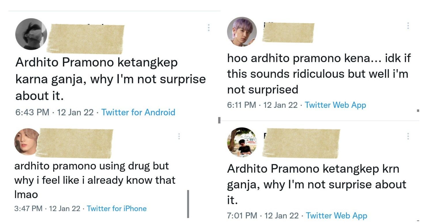 Beberapa cuitan netizen di Twitter yang tidak terlalu kaget terkait penangkapan Ardhito Pramono