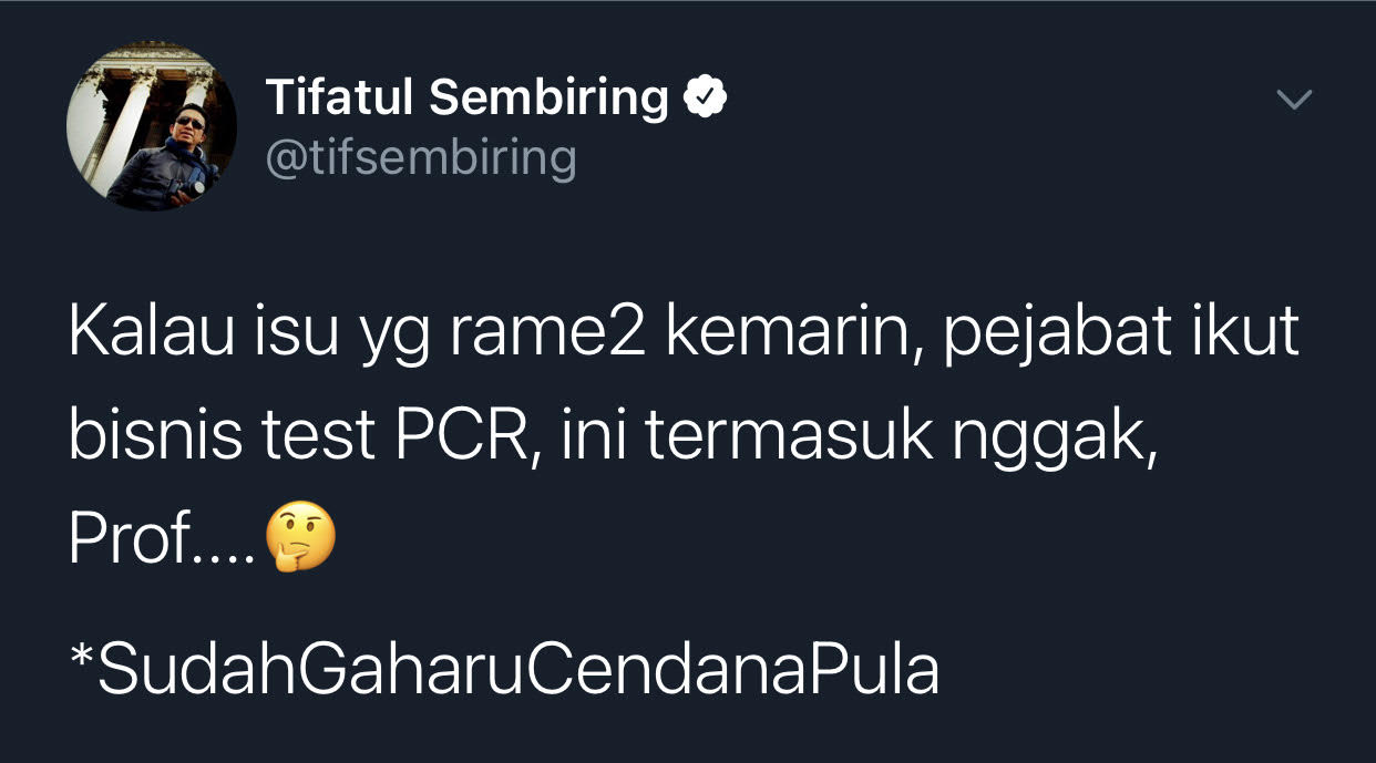 Cuitan Tifatul Sembiring soal 'benalu' yang disinggung Megawati Soekarnoputri kerap manfaatkan pandemi Covid-19 untuk cari keuntungan.