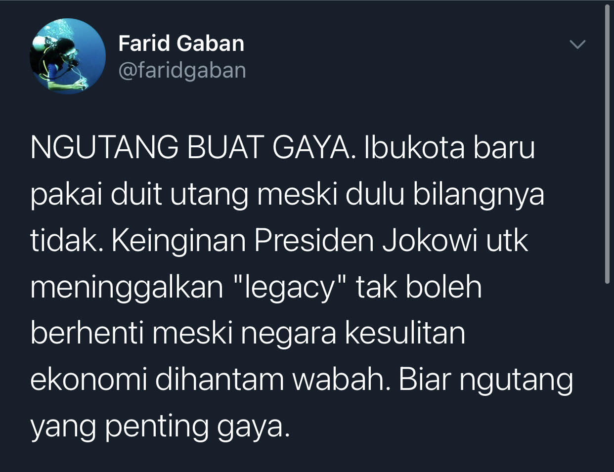 Cuitan Farid Gaban soal IKN.