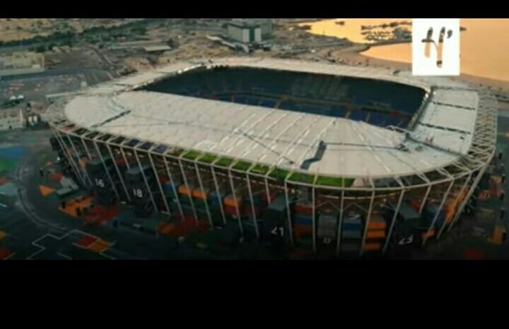 Stadion 974 bisa bongkar pasang dan akan digunakan piala dunia Qatar 2022, tangkap layar Youtube Here's TV