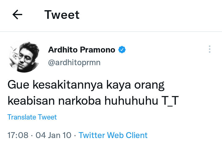 Cuitan Ardhito Pramono tentang narkoba.