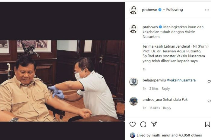 Unggahan Prabowo Subianto.