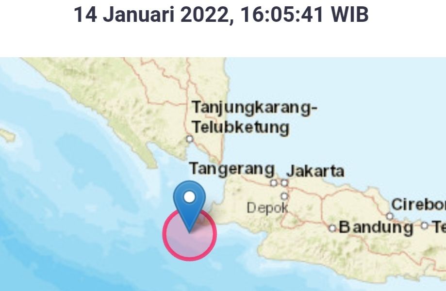 Gempa Banten bermagnitudo 6,7 pada Jumat, 14 Januari 2022.