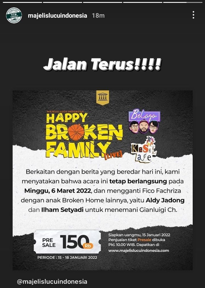 Fico Fachrian Ditangkap Karena Narkoba, Bagaimana Nasib Podcast 'Happy Broken Family' Live Bandung Nanti?