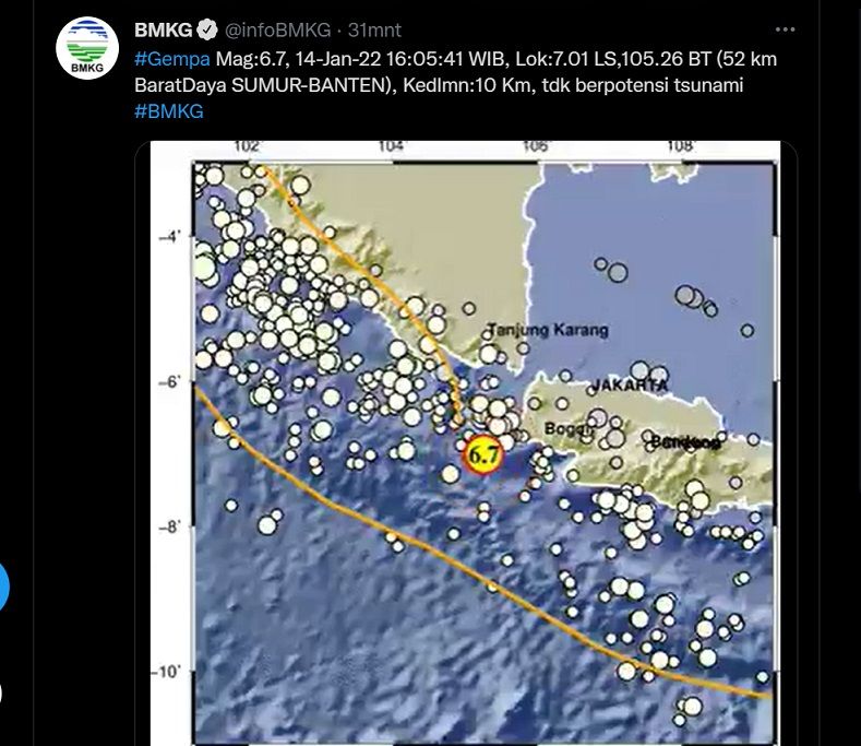 Guncangan Gede Gempa 6,7 M Banten Kerasa hingga Bandung, BMKG: Waspada Susulan Mungkin Terjadi