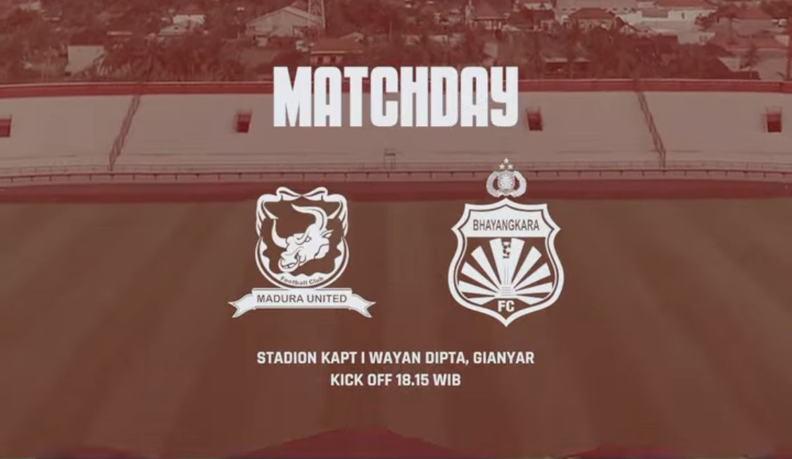 Pertandingan BRI Liga 1 pekan ke-19 mempertemukan Madura United vs Bhayangkara FC Jumat, 14 Januari 2022 yang akan berlangsung di Stadion Kapten I Wayan Dipta, Gianyar, Bali