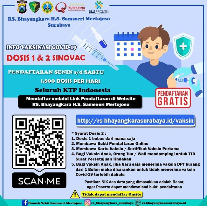 Info vaksin RS Bhayangkara Surabaya.
