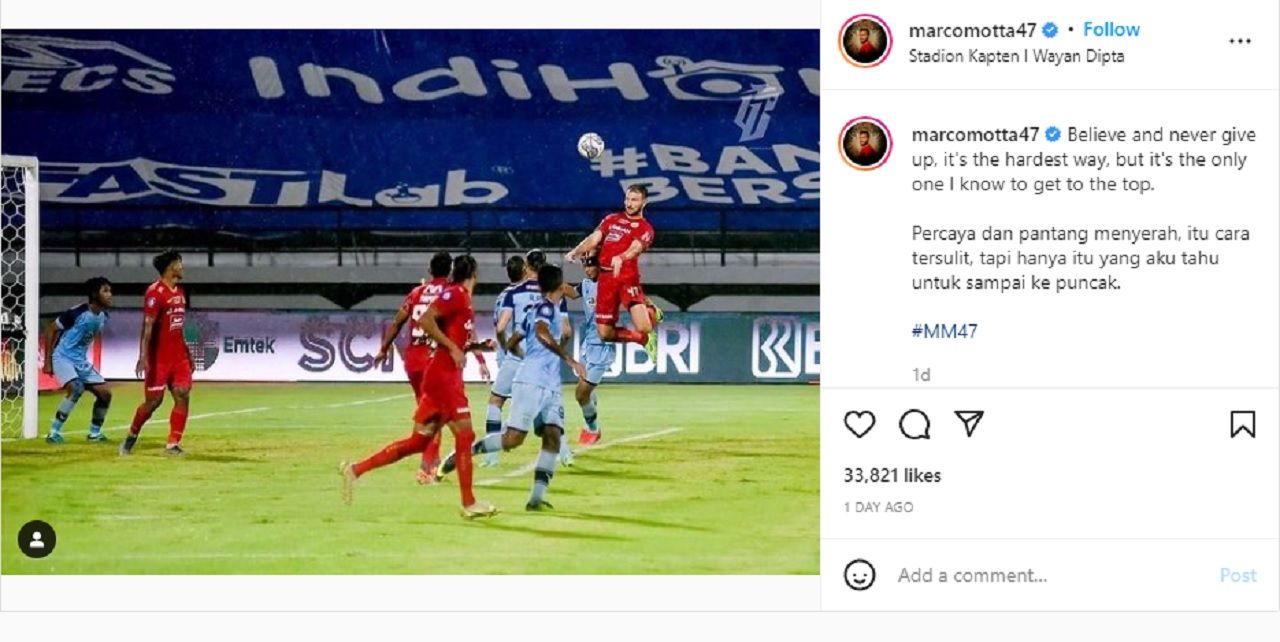 BRI Liga 1: Bela Angelo Alessio, Bek Persija Marco Motta Curhat di Instagram, Minta The Jakmania Lakukan Ini!