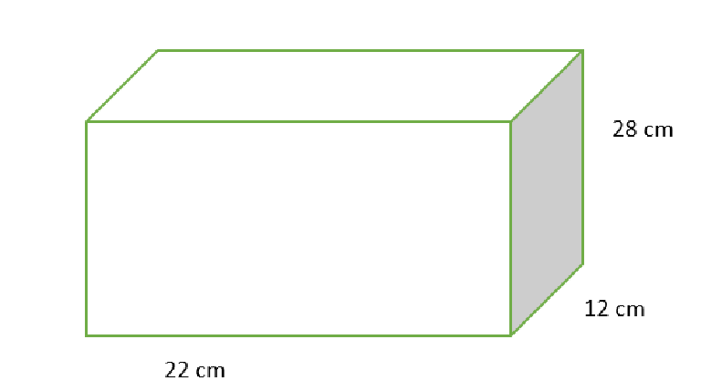 Balok dengan ukuran panjang 22 cm, lebar 12 cm, dan tinggi 28 cm.
