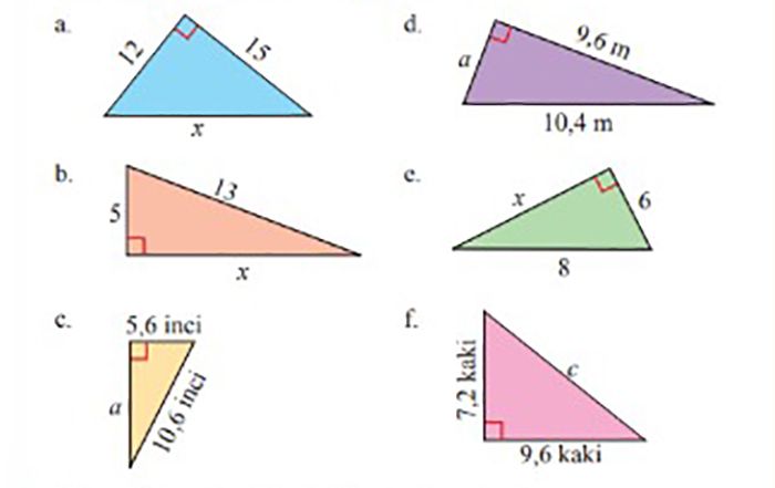 Jika panjang sisi sisi suatu segitiga siku siku berturut turut adalah x 15 dan x 5 tentukan nilai x