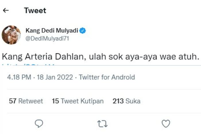 Deddy Mulyadi menanggapi Arteria Dahla yang diduga rasis dan diskriminasi pada Kejati yang menggunakan Bahasa Sunda.*