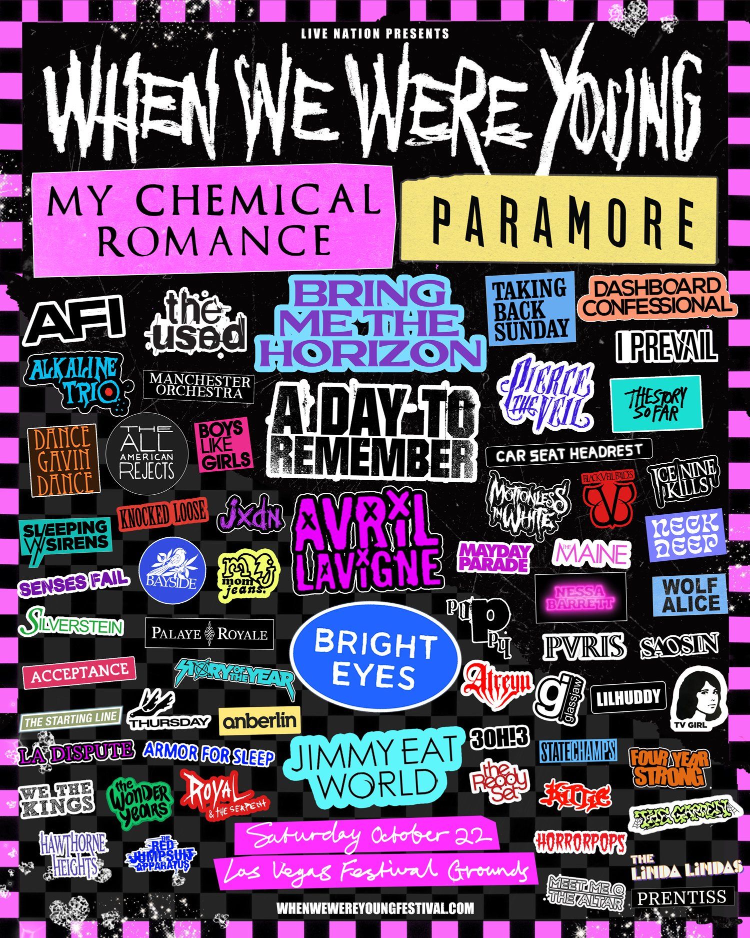 Avril Lavigne, My Chemical Romance, Paramore, di When We Were Young Festival