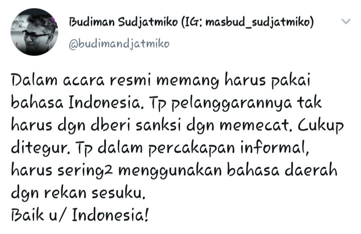 Cuitan Budiman Sudjatmiko soal Arteria Dahlan meminta Kajati bicara bahasa Sunda dalam sebuah rapat agar dipecat.