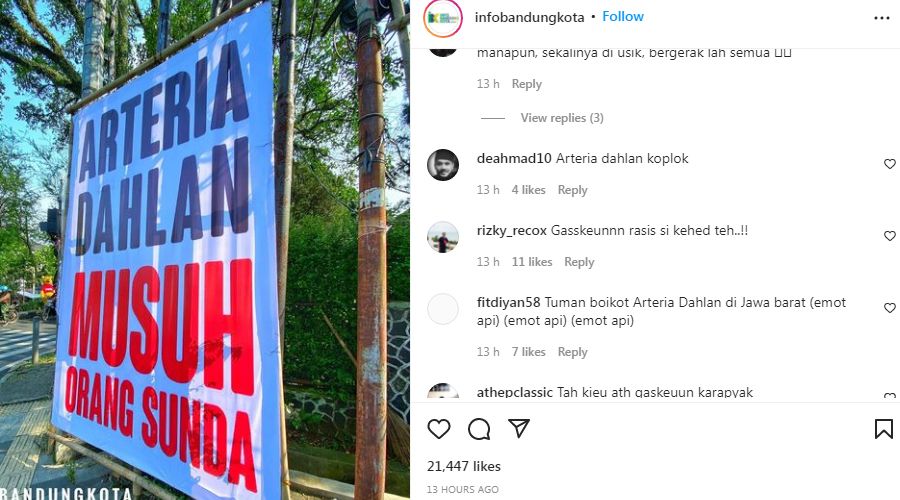 Baliho 'Arteria Dahlan Musuh Orang Sunda' di Bandung, Netizen Minta Blacklist Arteria: Pecat Kerjanya
