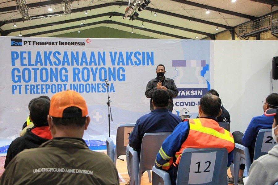Suasana Pelaksanaan Vaksinasi Yang Diikuti Karyawan PT. Freeport Indonesia di Tembagapura. 