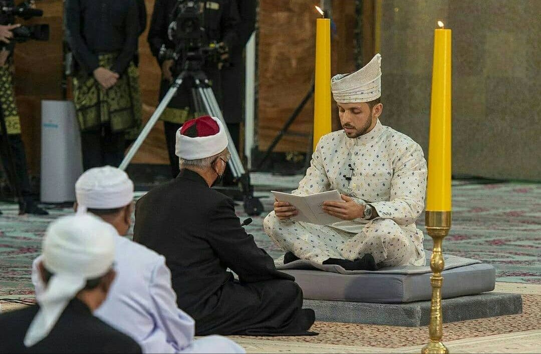 Akad nikah Abdullah Nabil Mahmoud Al-Hashimi dengan Putri Sultan Brunei, Putri Fadzilah Lubabul Bolkiah di Masjid Omar Ali Saifuddien, Bandar Seri Begawan, Kamis, 20 Januari 2022.
