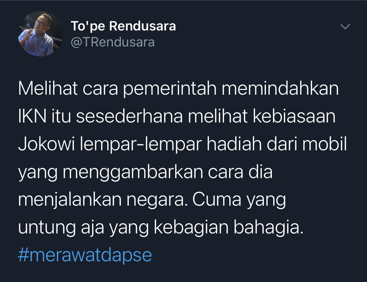 Cuitan Tope Demokrat saat menanggapi cara pemerintah memindahkan IKN dari Jakarta ke Penajam Paser Utara.