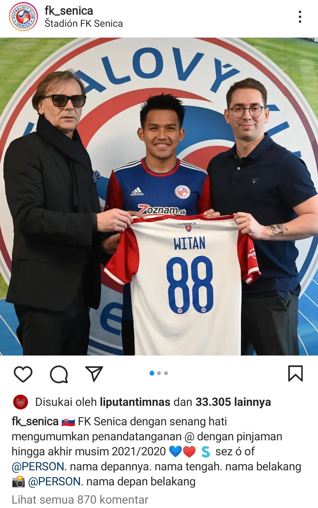 Witan Sulaiman saat dikenalkan FK Senica