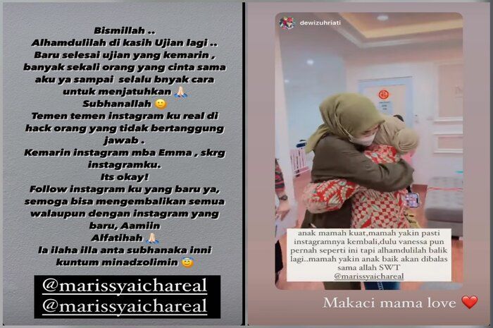 Postingan Marissya Icha dan Dewi Zuhriati. 