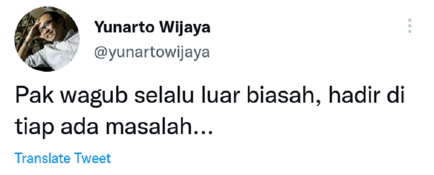 Cuitan Yunarto Wijaya yang memberi pujian pada Wagub DKI Jakarta, Ahmad Riza Patria soal relokasi warga terdampak JIS.