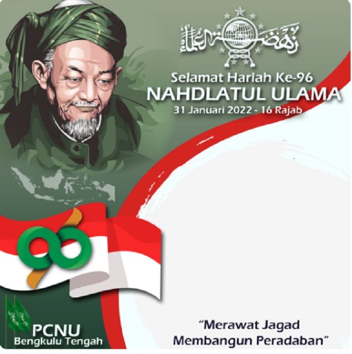 10 link download twibbon Harlah NU ke-96 2022 dengan bingkai desain KH Hasyim Asy'ari, Pendiri Nahdlatul Ulama. 