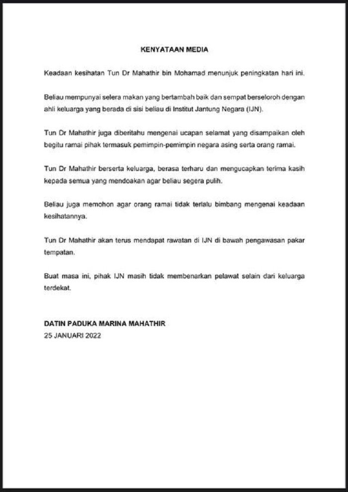 Pernyataan Pers Mahathi Mohammad