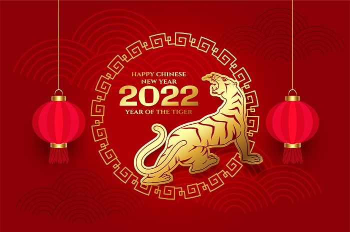 Gambar Poster Ucapan Gong Xi Fat Chai Imlek 2022 Tahun Baru Cina Shio Macam Air. 