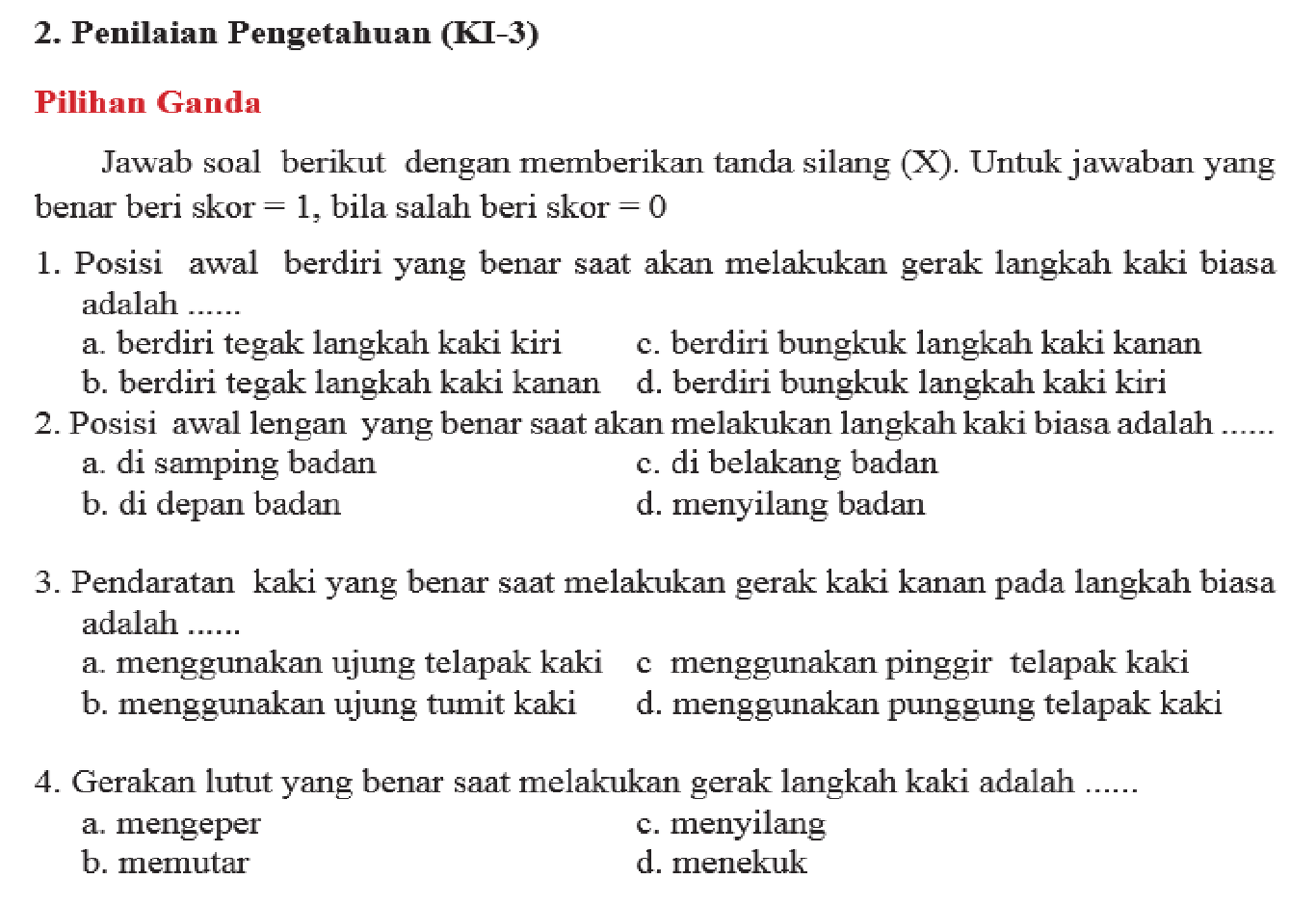 JAWABAN PJOK Kelas 8 Halaman 246 247 248 249 250 Penilaian Hasil Belajar Bab 7