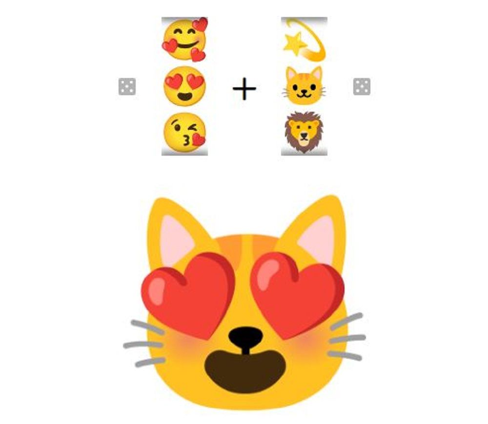 contoh Emoji Mix untuk penyuka kucing yang jatuh cinta. /Tikolu