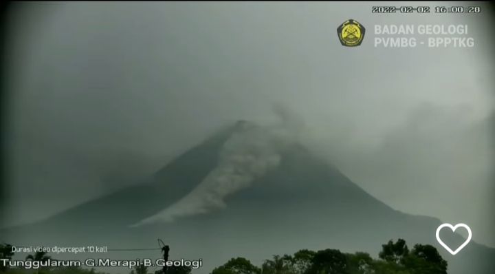 Tangkapan layar video luncuran awan panas Merapi Merapi