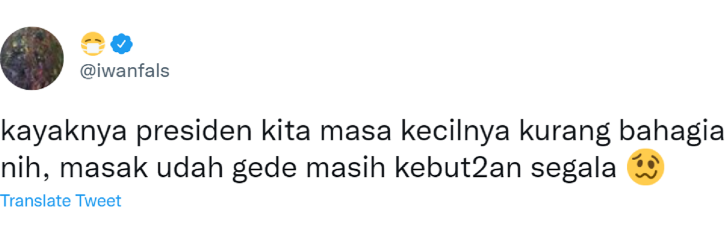 Cuitan Iwan Fals menanggapi kunjungan Jokowi ke Sumatra Utara.