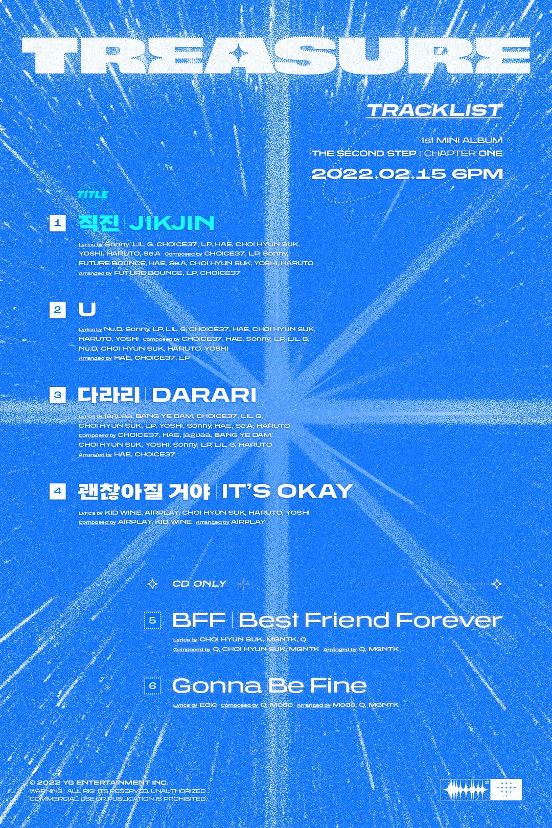 Tracklist mini album THE SECOND STEP: CHAPTER ONE