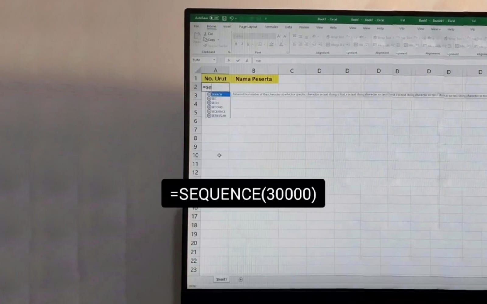 Langkah Membuat Nomor Urut di Microsoft Excel  Formula SEQUENCE