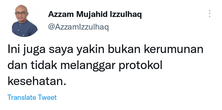 Cuitan Azzam Mujahid soal Jokowi yang diduga menciptakan kerumunan warga.
