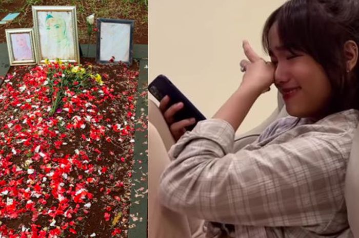 Akhirnya Fuji sambangi makam milik Vanessa Angel da Bibi, tuliskan pesan singkat untuk sang kakak setelah tabus bunga.