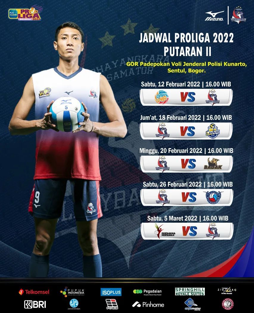 Jadwal Surabaya Bhayangkara Samator di Proliga 2022 putaran kedua.