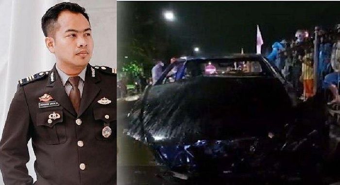 Sosok almarhum AKP Novandi Arya Kharizma dan kecelakaan mobil yang menimpanya di kawasan Senen Jakarta Pusat Senin 7 Februari 2022