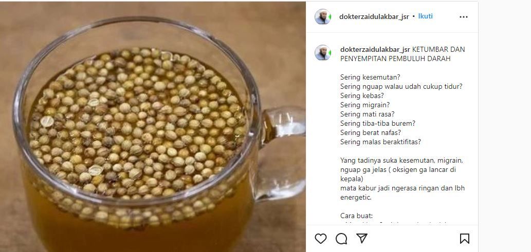 dr. Zaidul Akbar: Ketumbar dan Penyempitan Pembuluh Darah