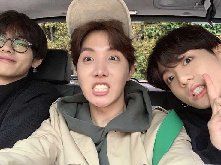 From left: V, J-Hope, and Jungkook of BTS. | Weverse