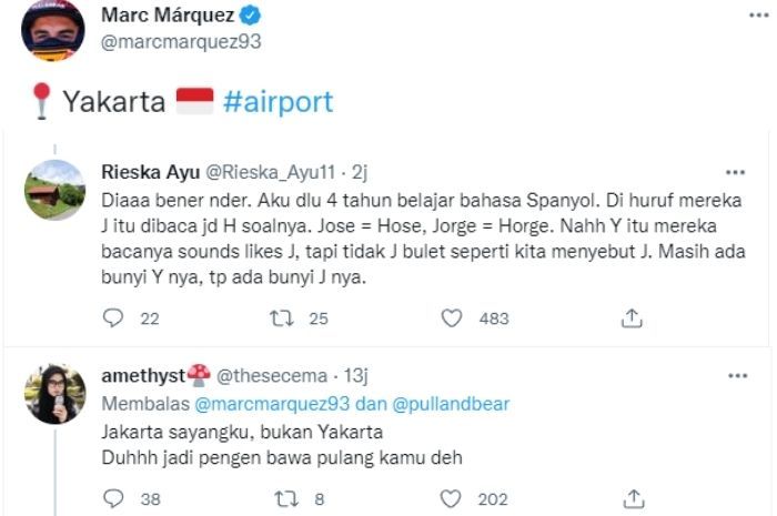 Marc Marquez salah menulis nama Jakarta, dan justru menulis kata ini hingga menjadi trending topic Twitter.*