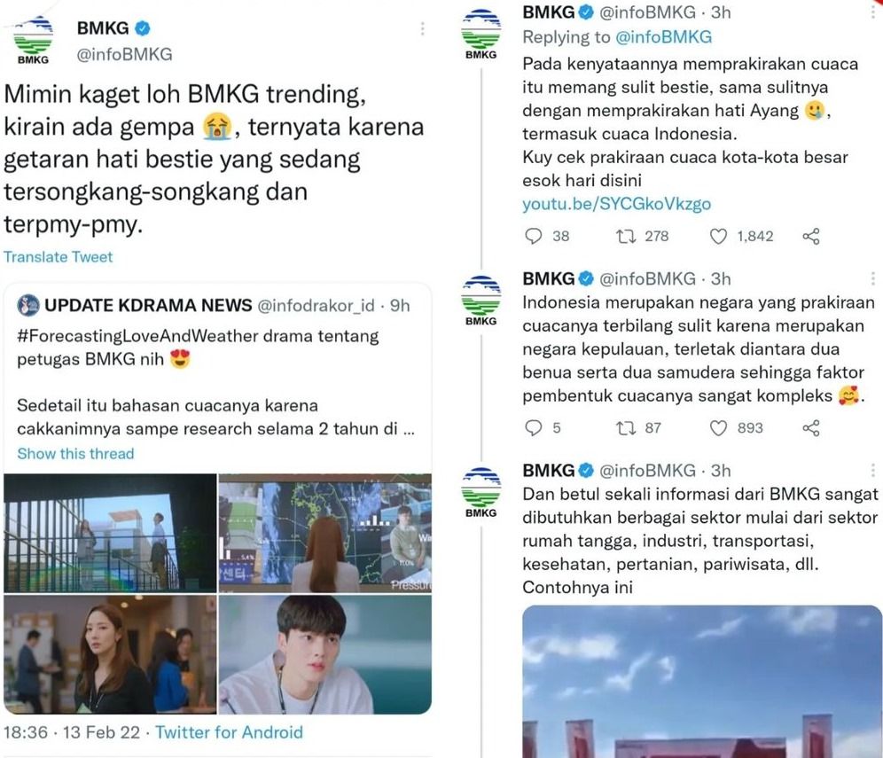 Imbas Demam Drama Korea Terbaru Forecasting Love and Weather, BMKG Jadi Trending di Twitter, Kenapa?
